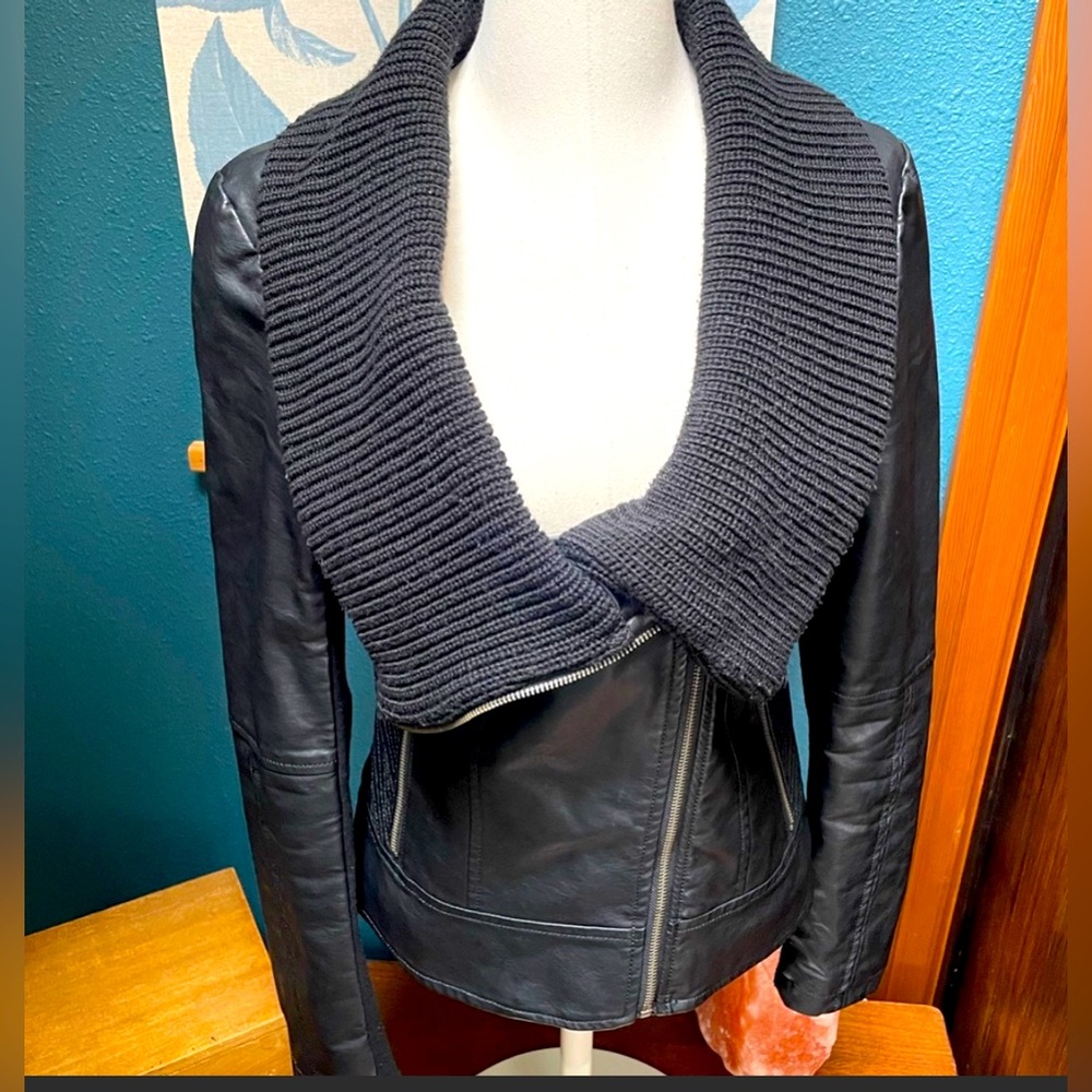 Coalition LA faux Leather Jacket w/shawl collar